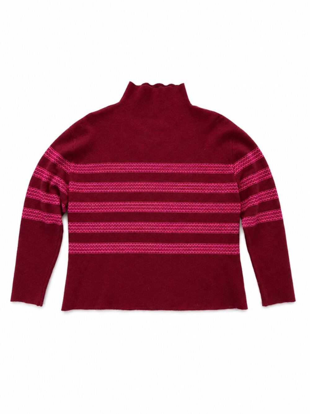 Tahari XL Burgundy Pink Striped Mock Neck Sweater Soft Knit NWOT